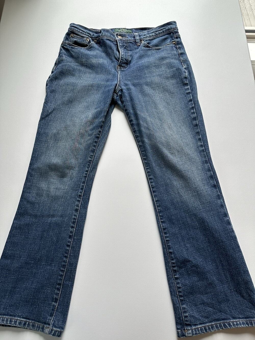 Lauren Ralph Lauren Jeans Women's Petite 10P Mid Rise Straight Leg Stretch Denim